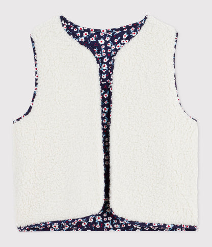Gilet enfant en popeline de coton et sherpa sans manche imprimé