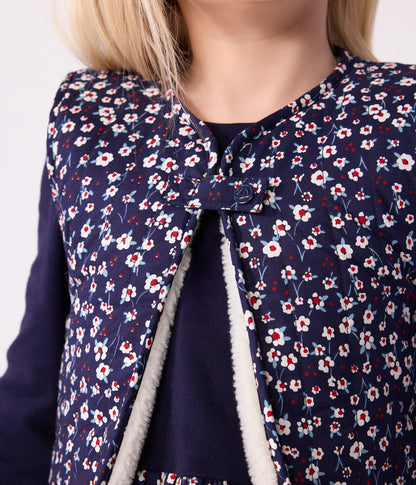 Gilet enfant en popeline de coton et sherpa sans manche imprimé