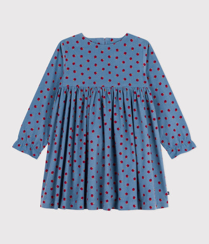 Robe enfant manches longues en velours imprimé