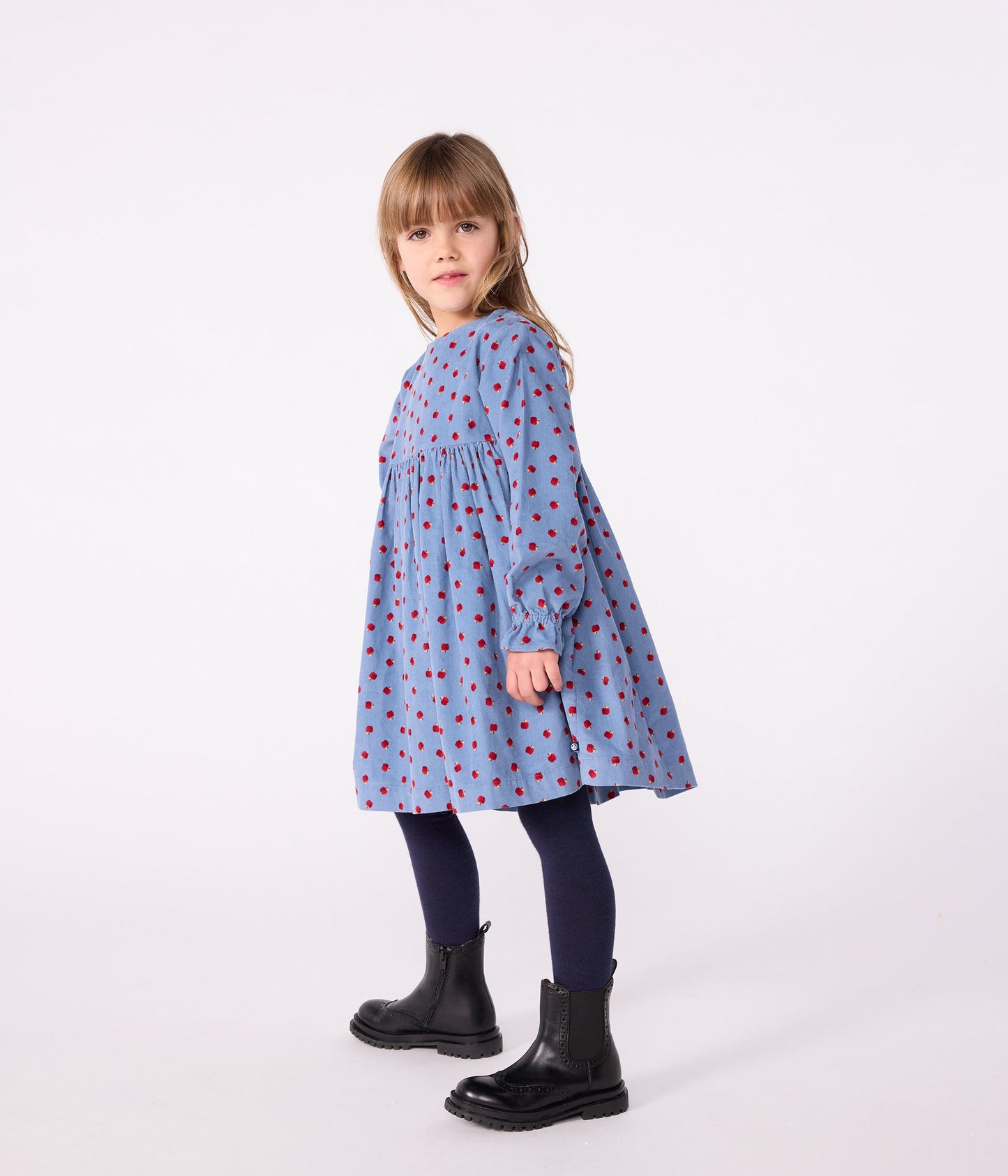 Robe enfant manches longues en velours imprimé