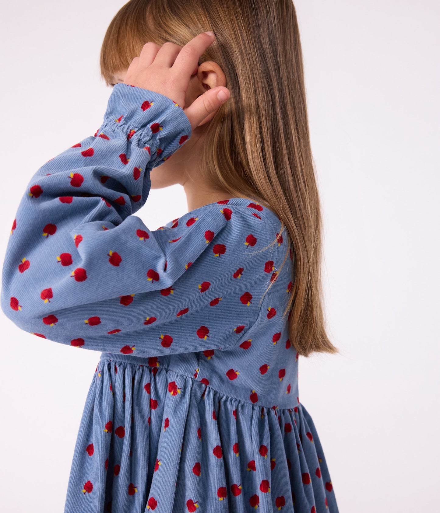 Robe enfant manches longues en velours imprimé