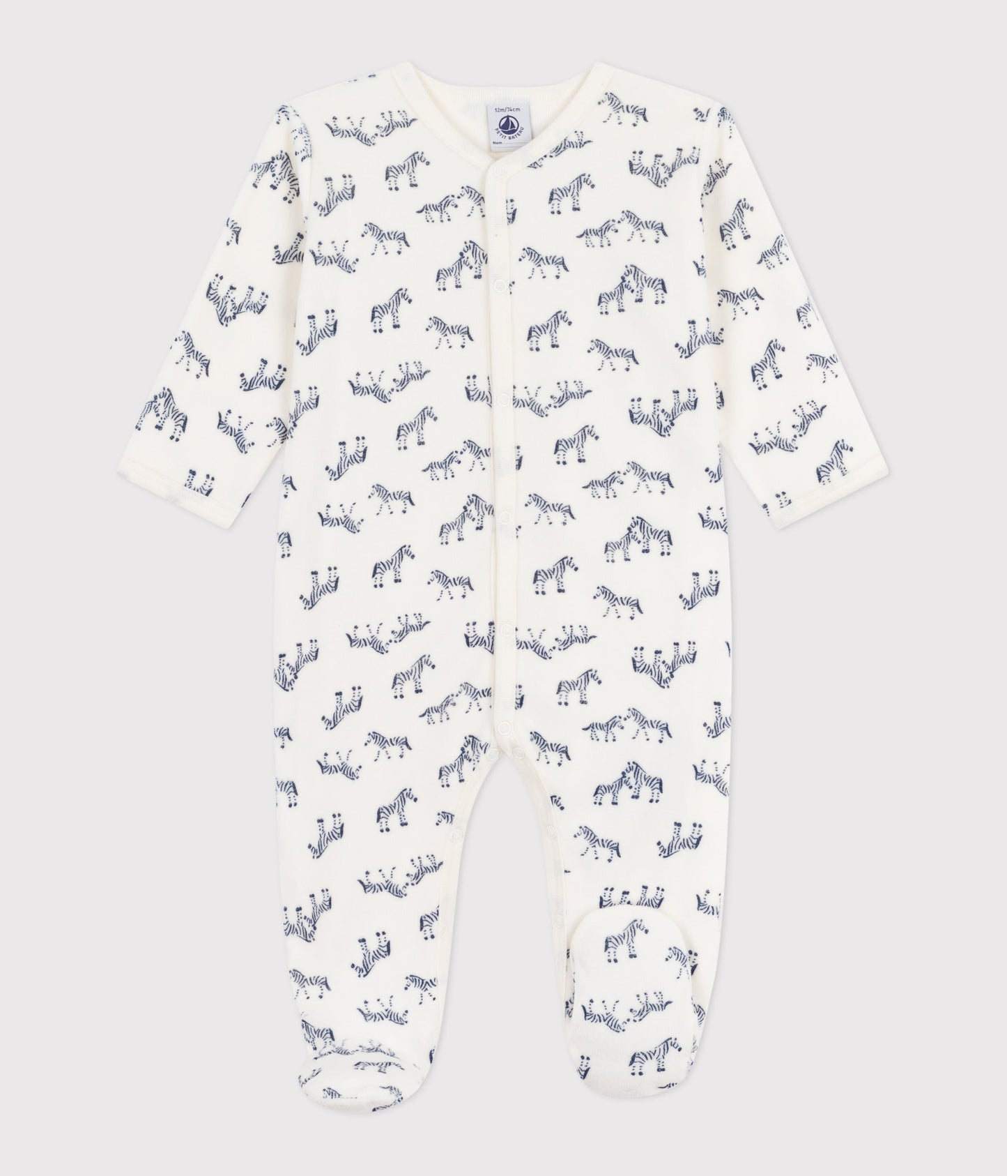 Pyjama bébé en velours imprimé zèbre