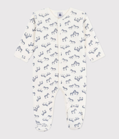 Pyjama bébé en velours imprimé zèbre