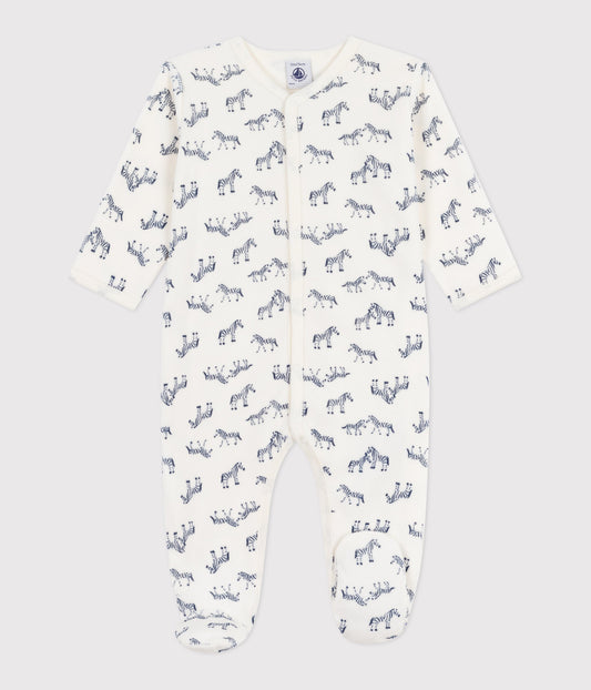 Pyjama bébé en velours imprimé zèbre