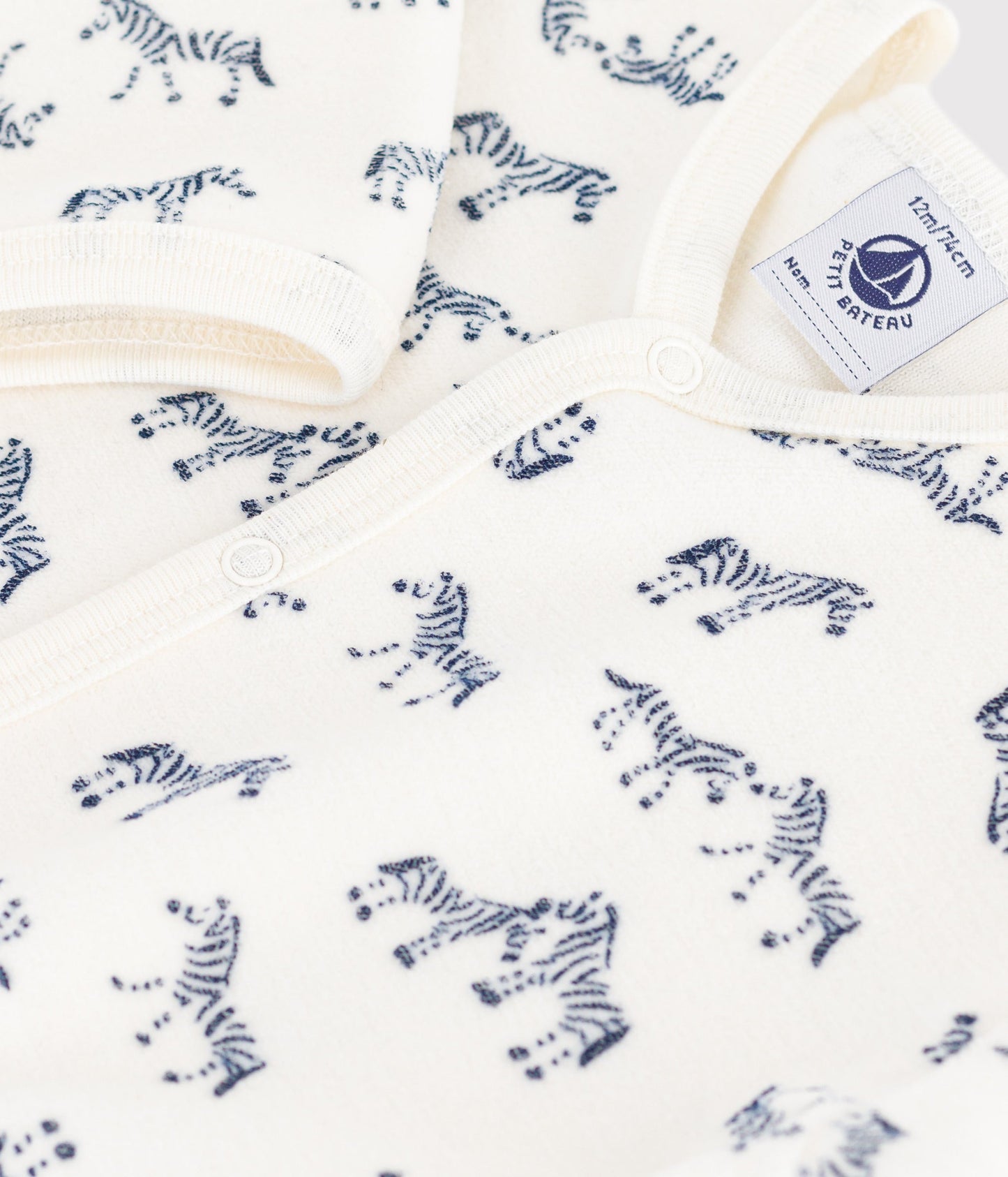 Pyjama bébé en velours imprimé zèbre