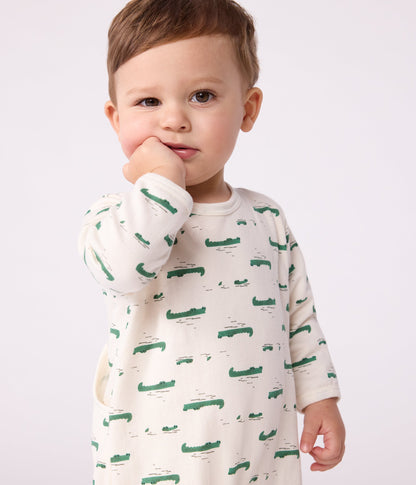 Pyjama bébé en molleton gratté ouverture au dos imprimé croco