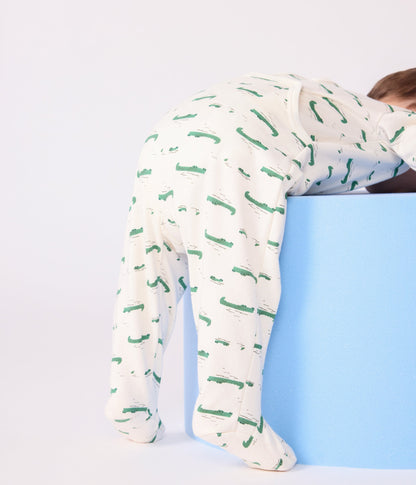 Pyjama bébé en molleton gratté ouverture au dos imprimé croco