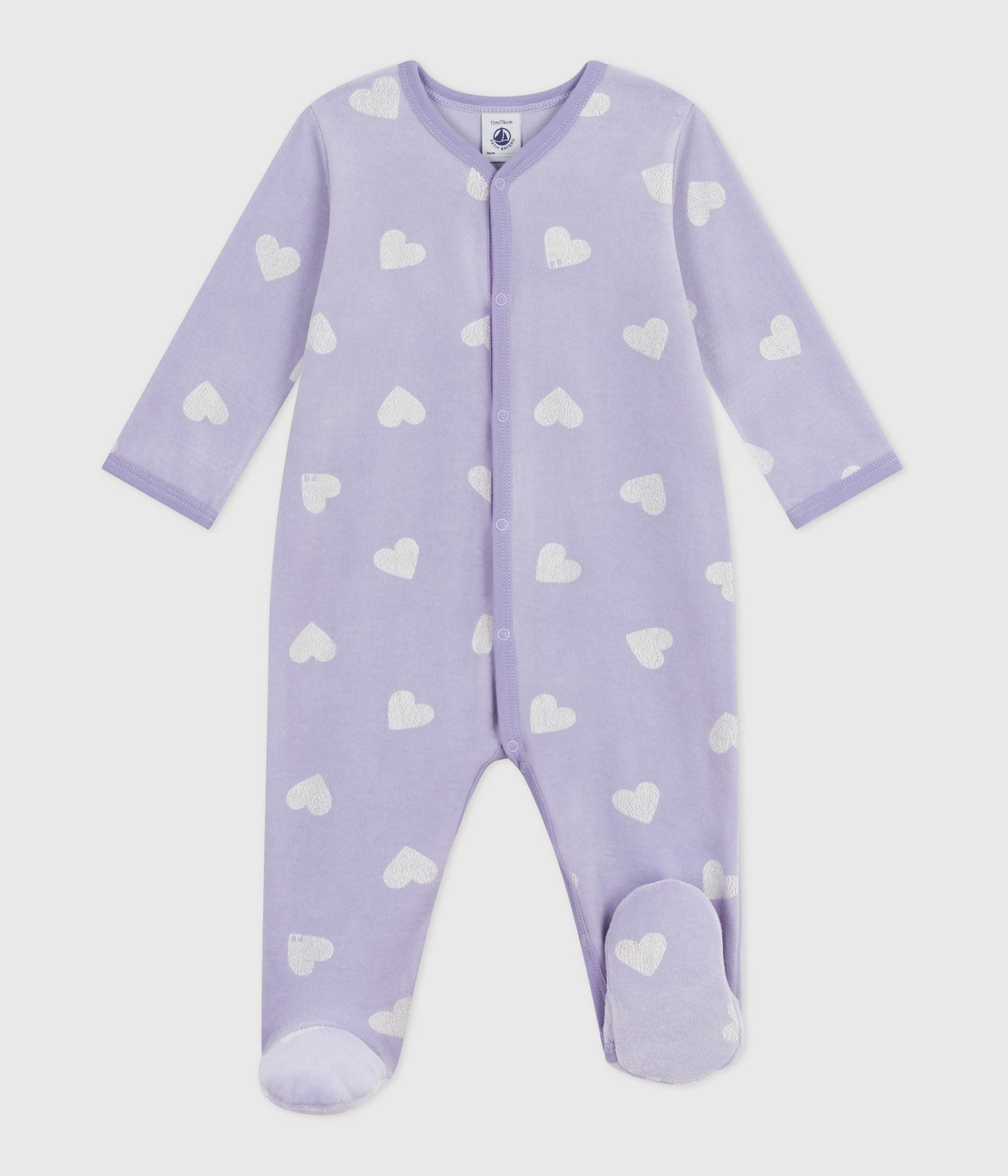 Pyjama bébé en velours imprimé cœurs