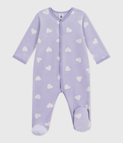 Pyjama bébé en velours imprimé cœurs