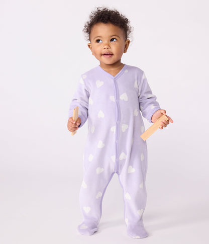 Pyjama bébé en velours imprimé cœurs