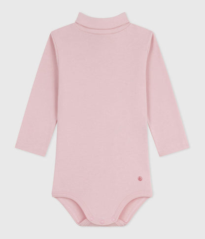 Body bébé col roulé en coton uni