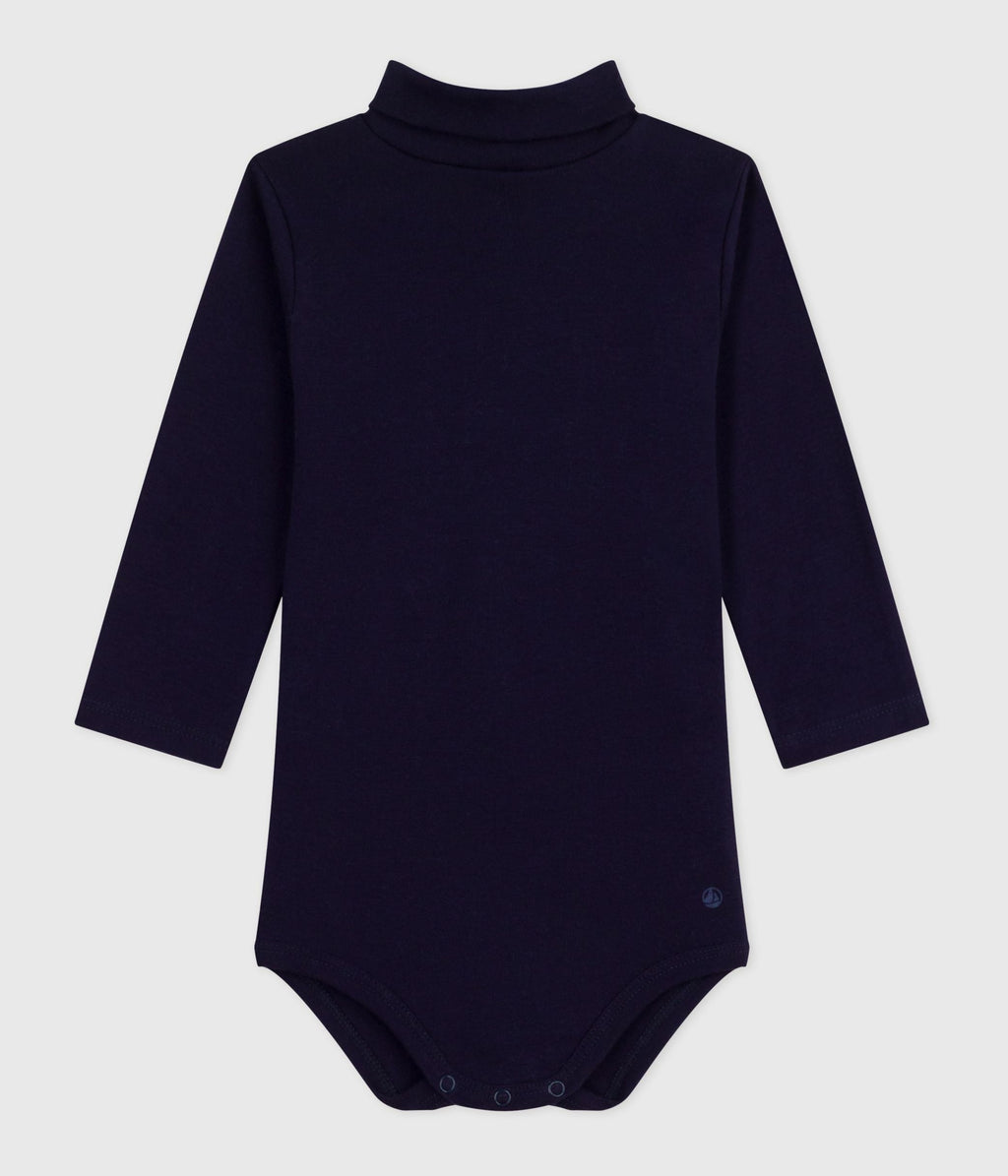plain cotton turtleneck baby bodysuit