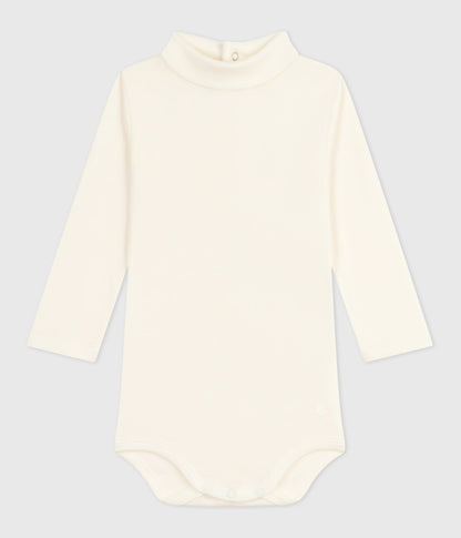 Body bébé col roulé en coton uni