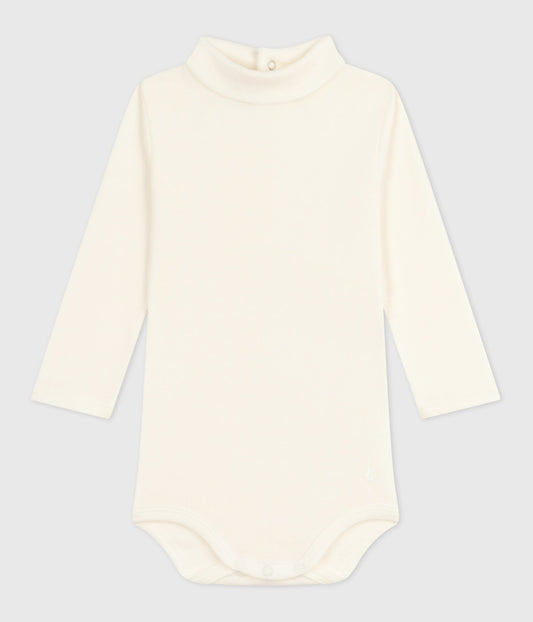 Body bébé col roulé en coton uni