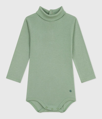 Body bébé col roulé en coton uni