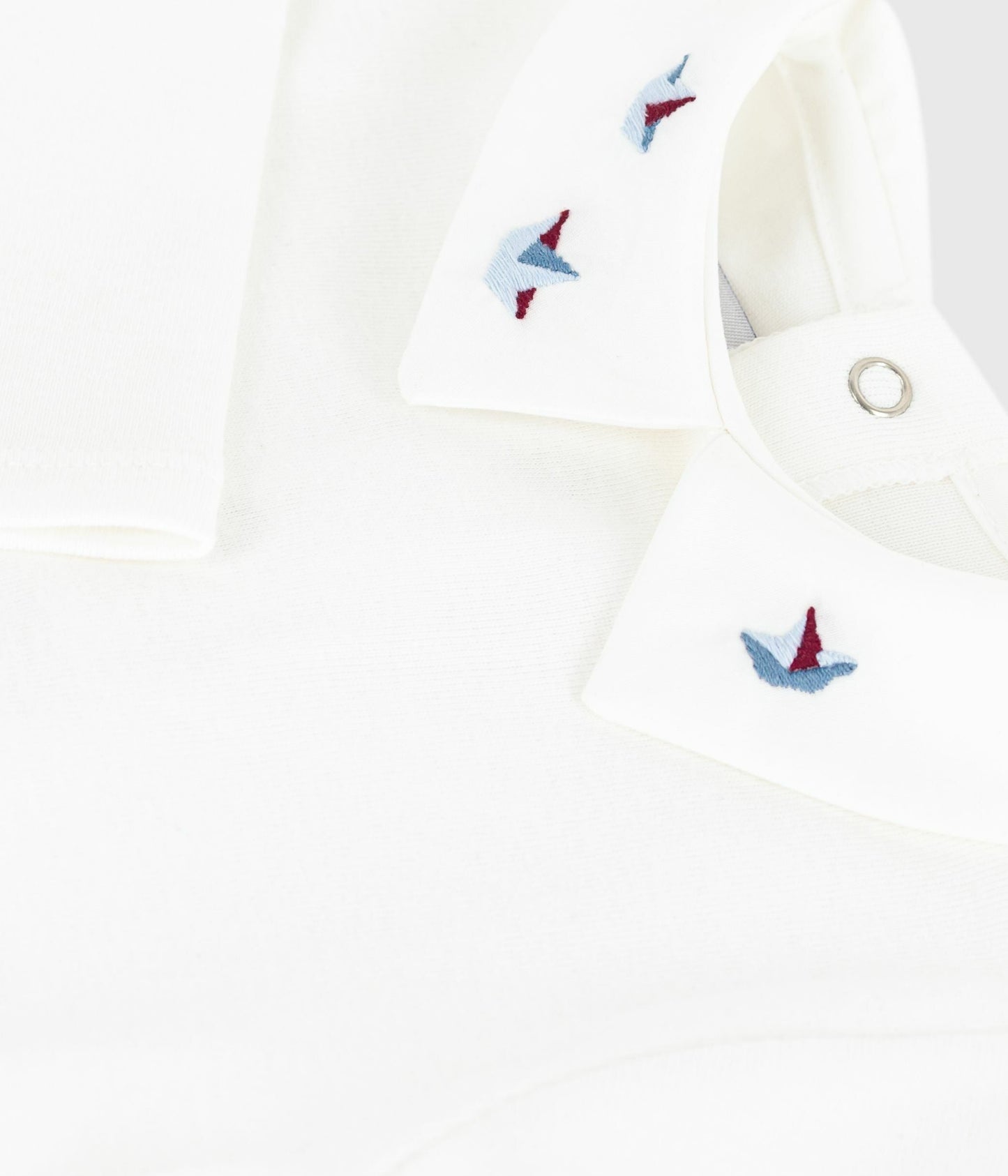 Body bébé en coton à col brodé, uni