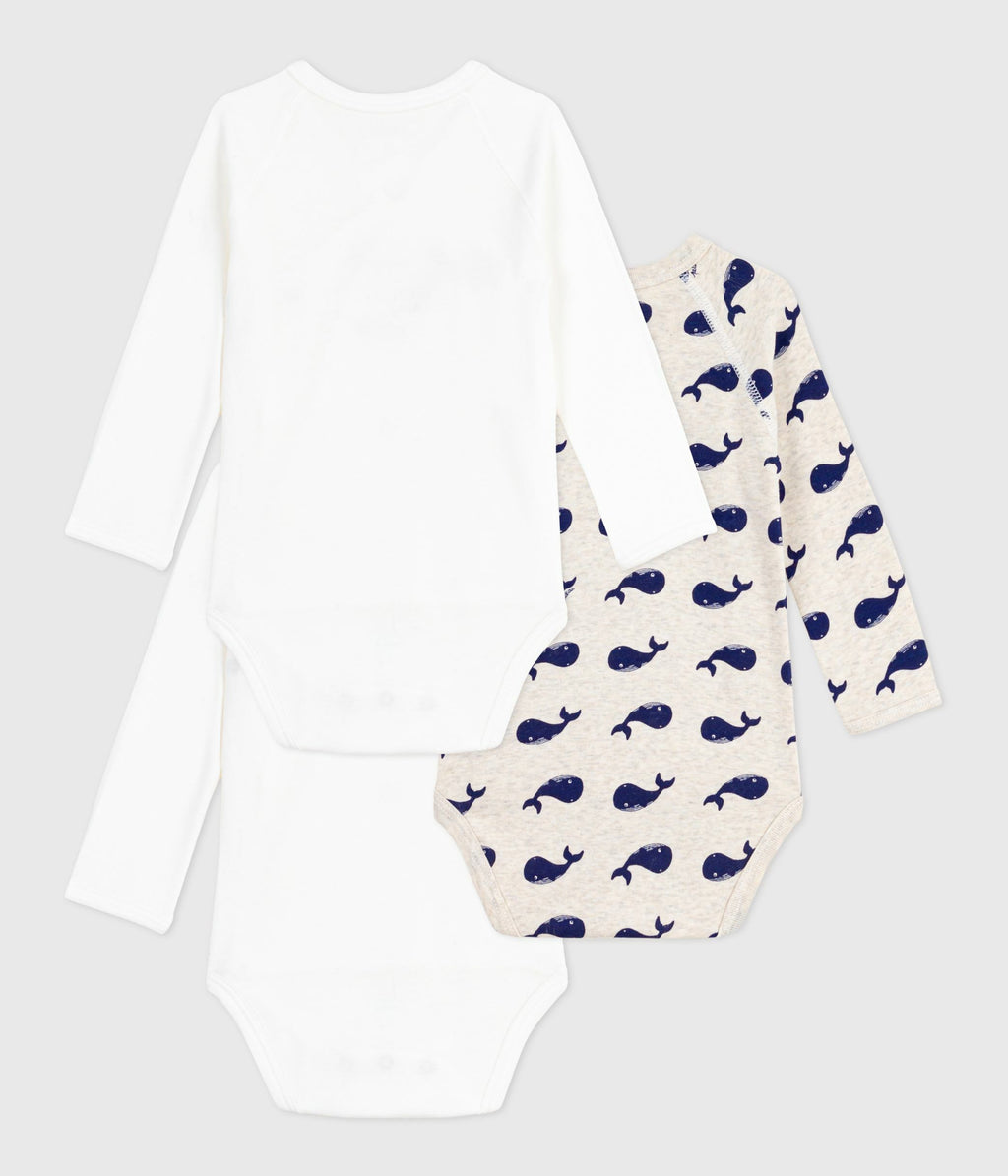 lot de bodies croises manches longues en coton imprime bebe multicouleur
