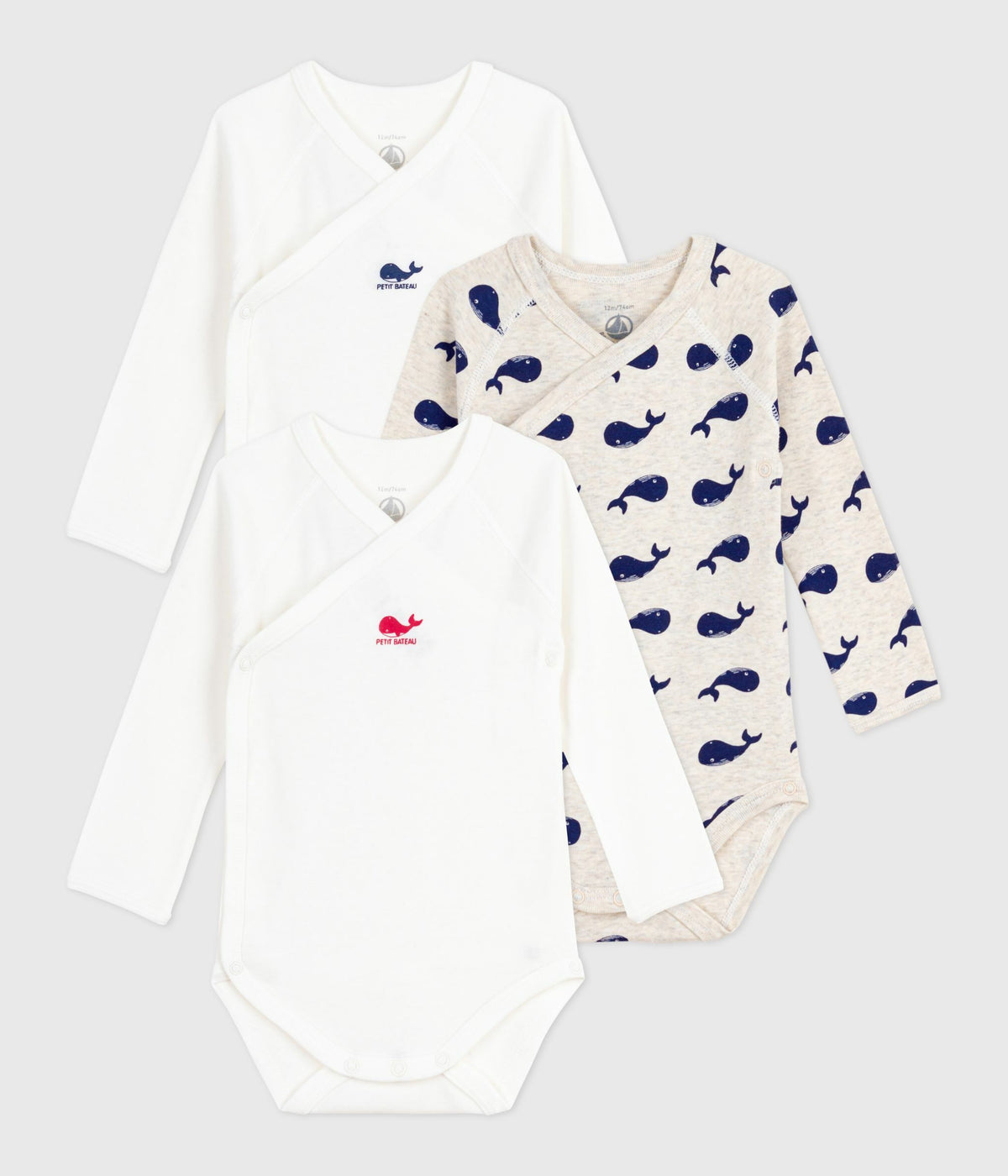 lot de bodies croises manches longues en coton imprime bebe multicouleur