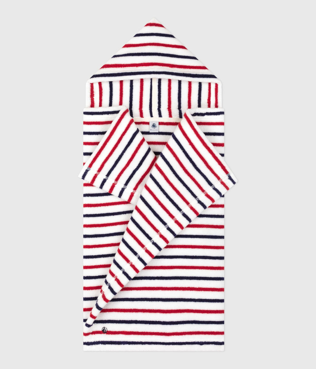 Cape de bain bébé imprimée à rayures en éponge – F2