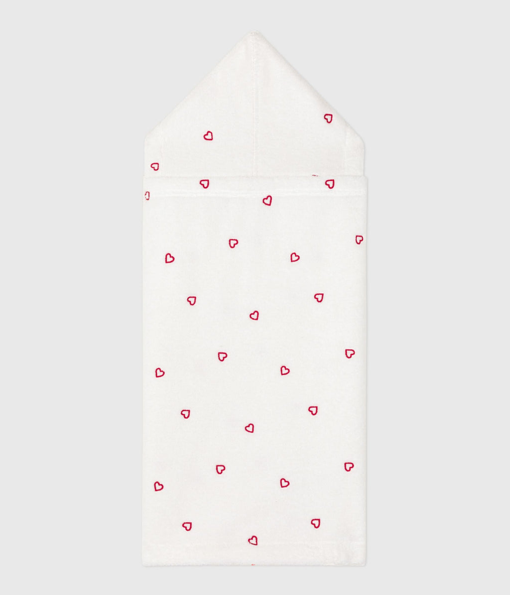 Cape de bain bébé cœurs brodés en éponge – D1