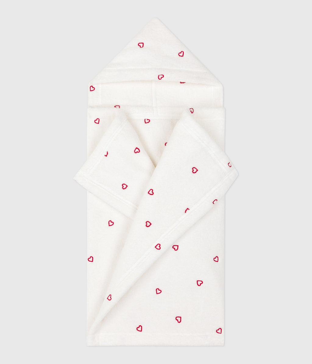 Cape de bain bébé cœurs brodés en éponge – F2