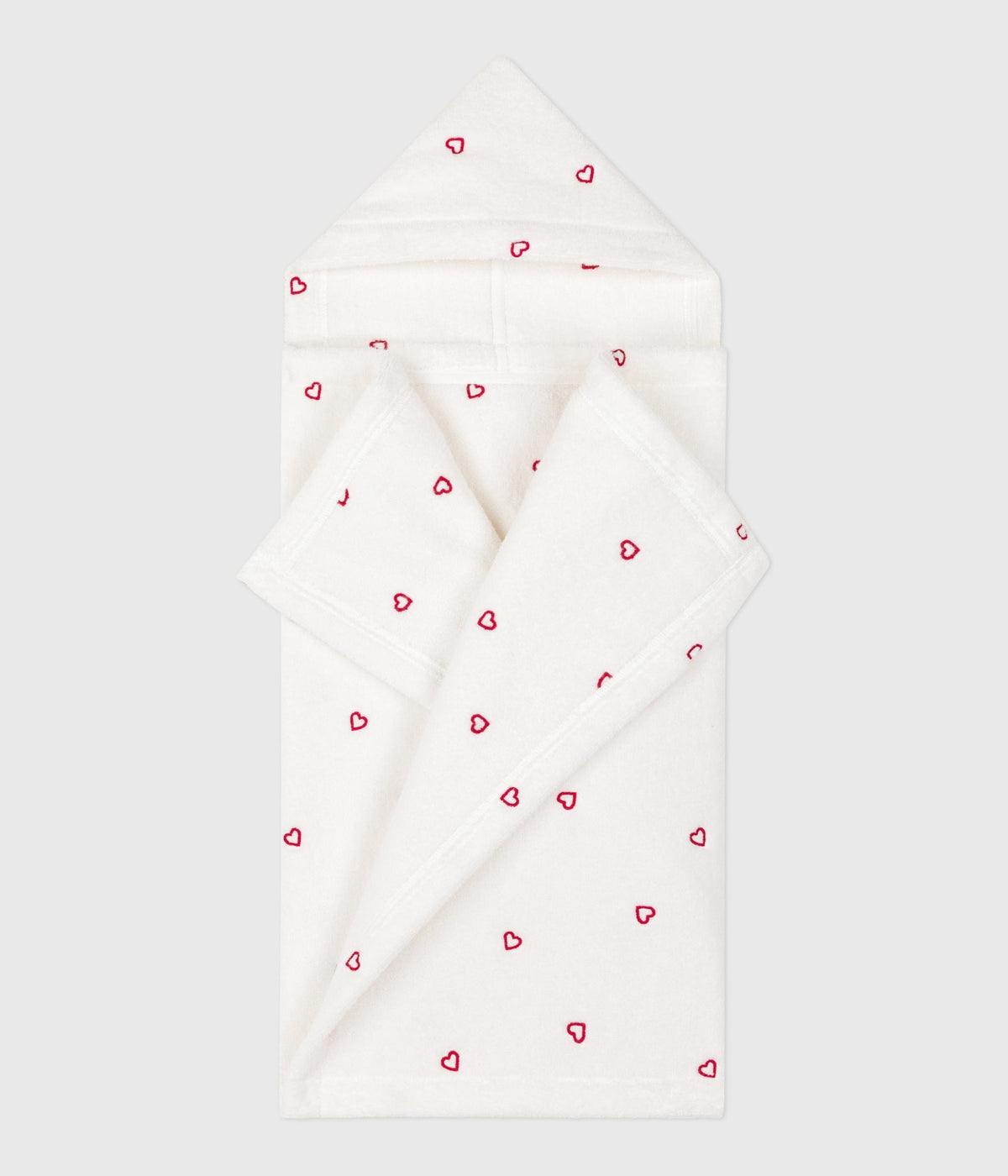 Cape de bain bébé cœurs brodés en éponge – F2