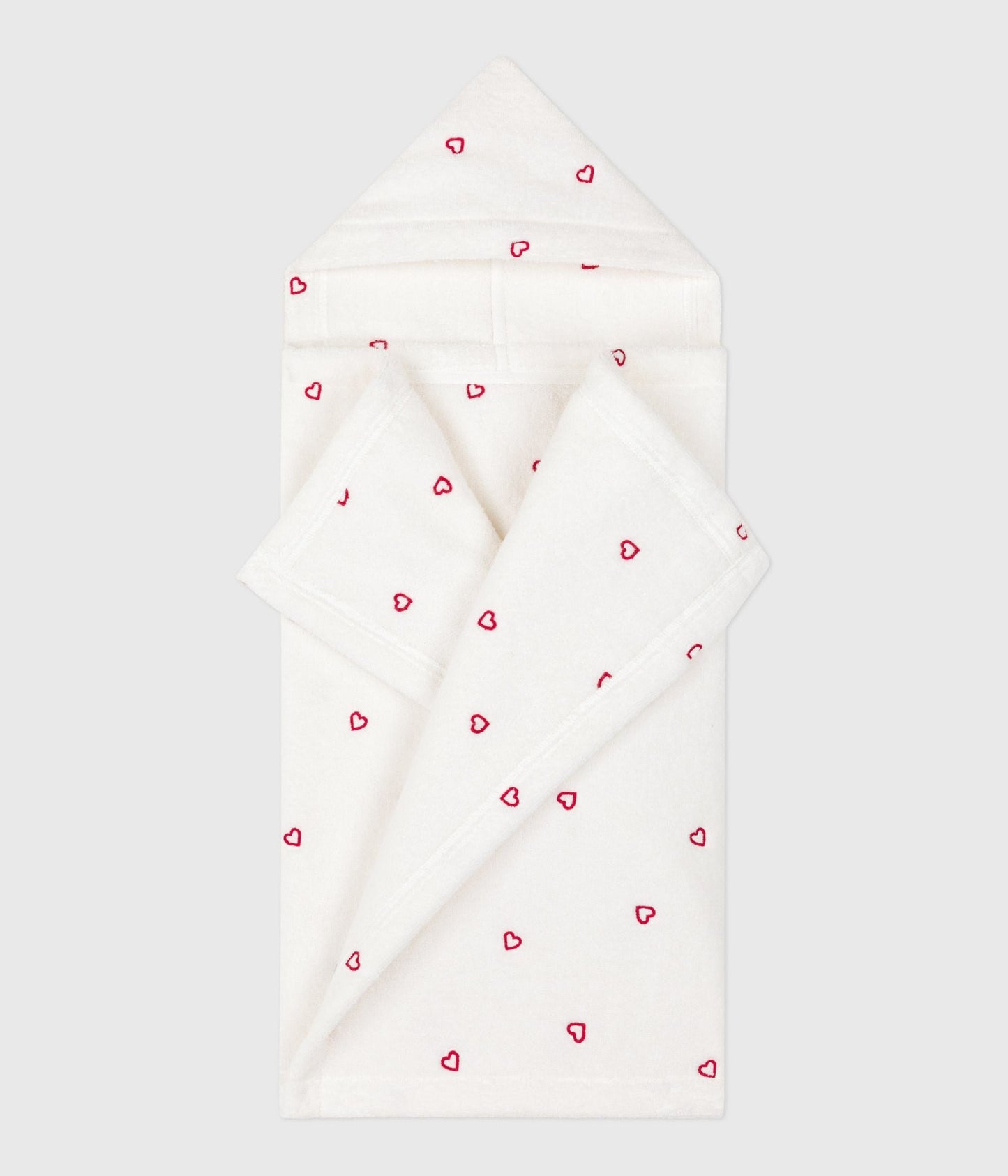 Cape de bain bébé cœurs brodés en éponge