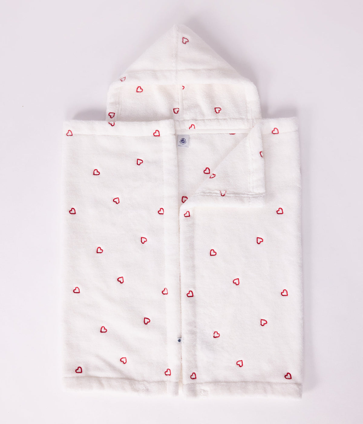 Cape de bain bébé cœurs brodés en éponge – J1