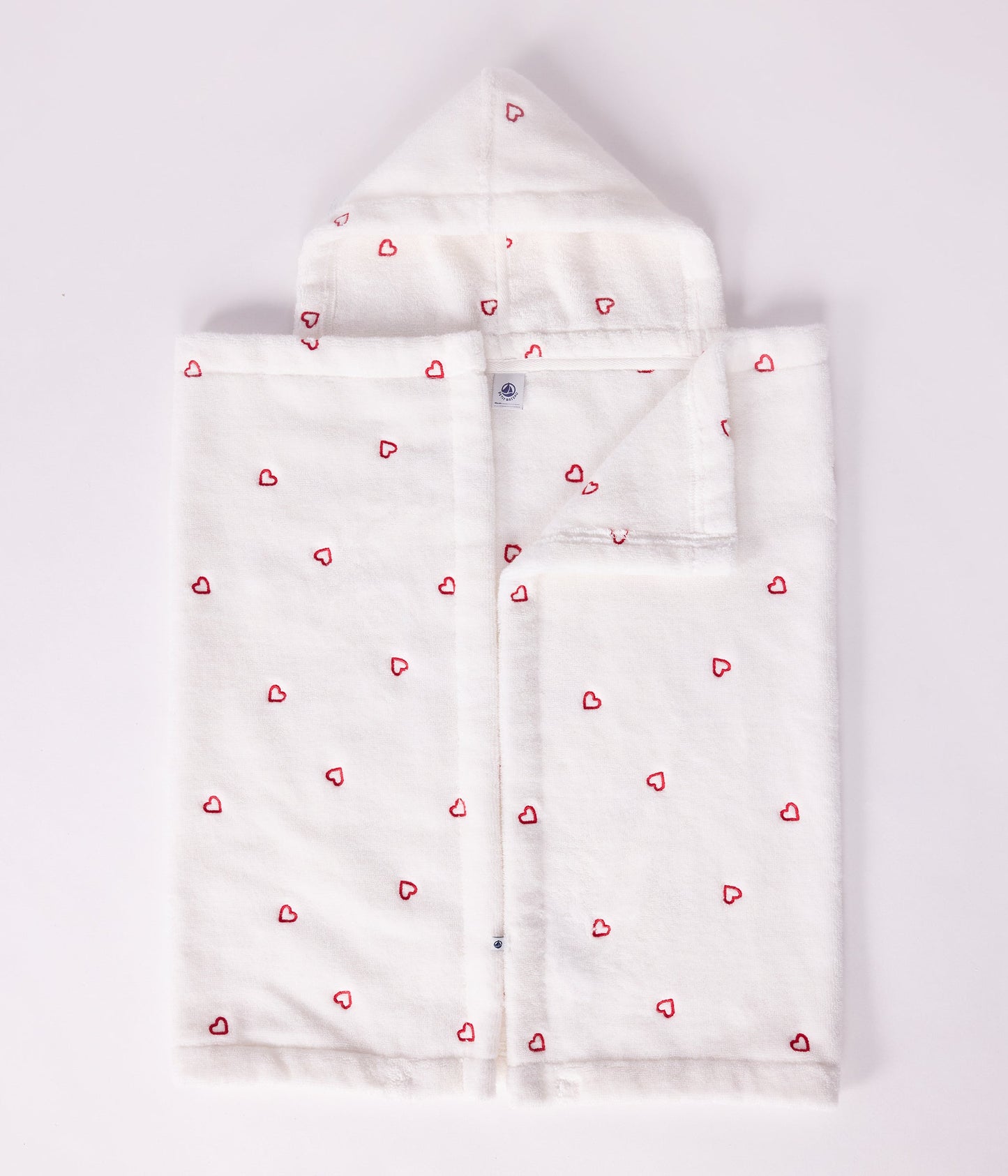 Cape de bain bébé cœurs brodés en éponge