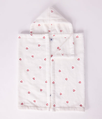 Cape de bain bébé cœurs brodés en éponge