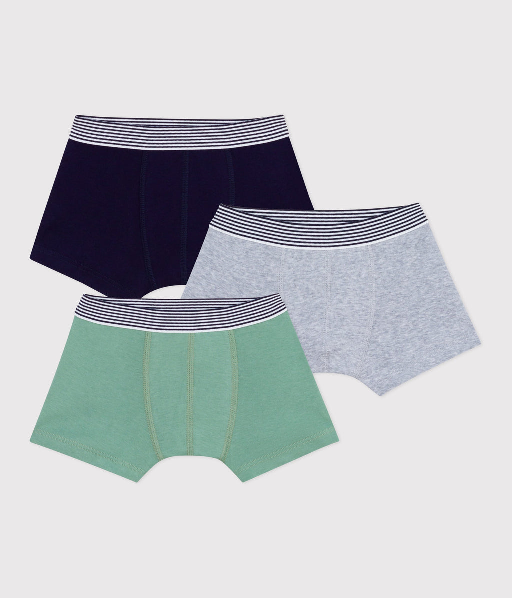 Lot de boxers enfant en coton uni — vue de face | Petit Bateau Seraf Genève