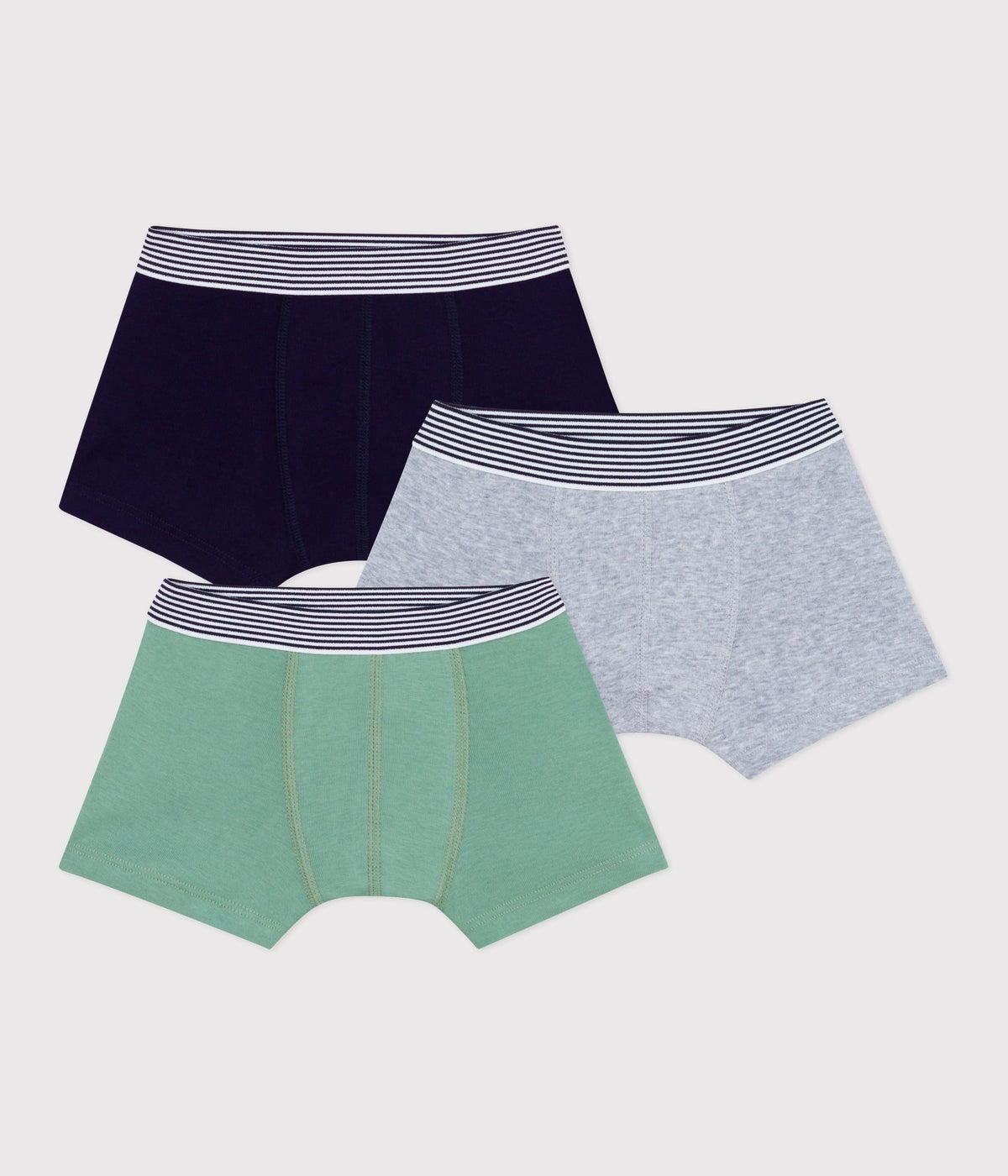 Lot de boxers enfant en coton uni — vue de face | Petit Bateau Seraf Genève