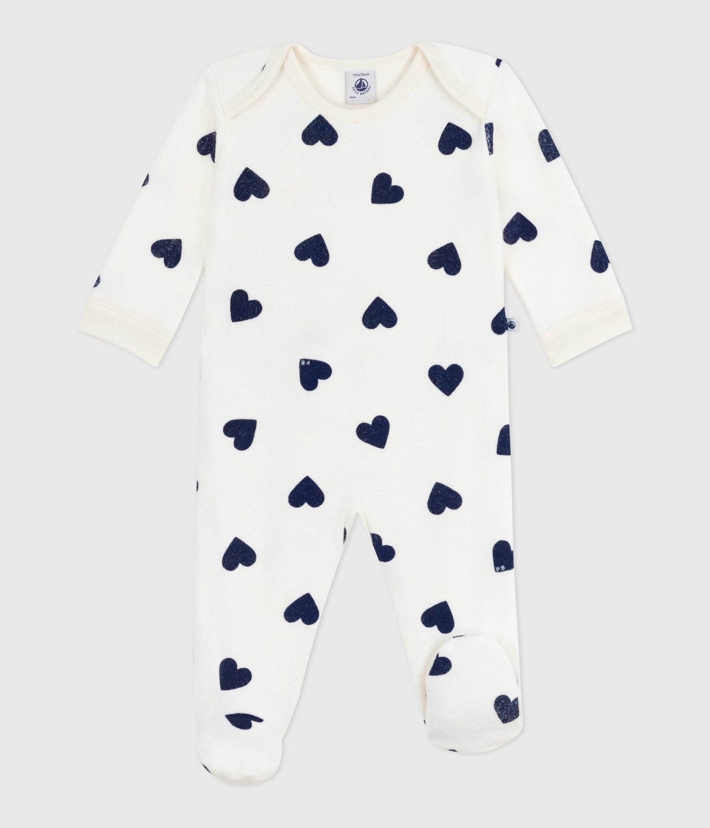 Pyjama bébé en coton ouverture sans pression imprimé cœur