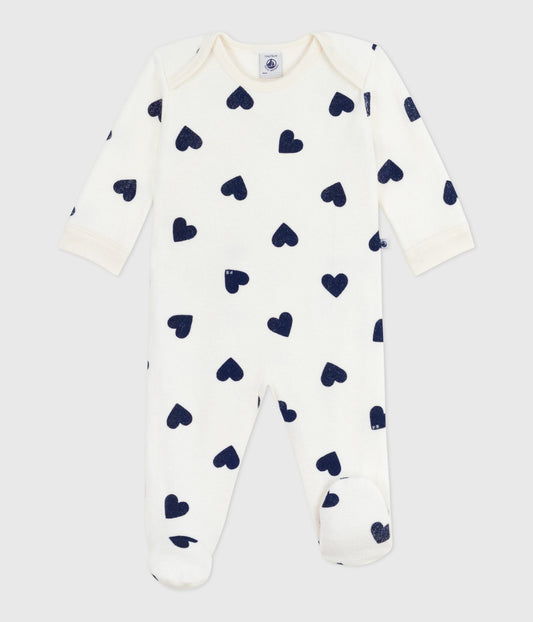 Pyjama bébé en coton ouverture sans pression imprimé cœur