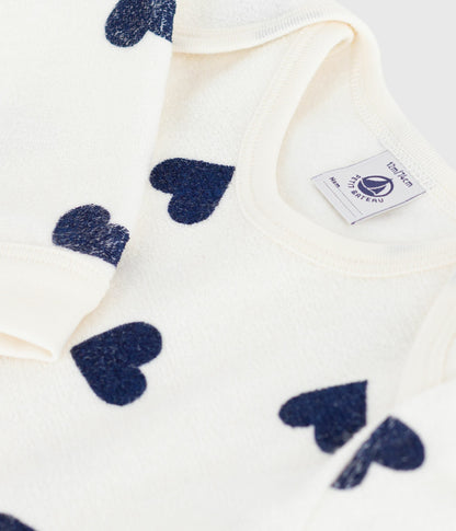Pyjama bébé en coton ouverture sans pression imprimé cœur