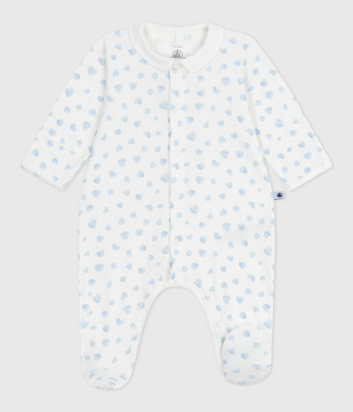 Pyjama bébé en coton à col imprimé coeur
