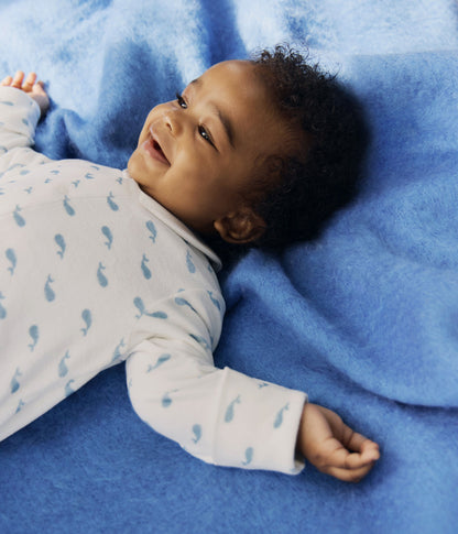 Pyjama bébé en velours à col imprimé baleines