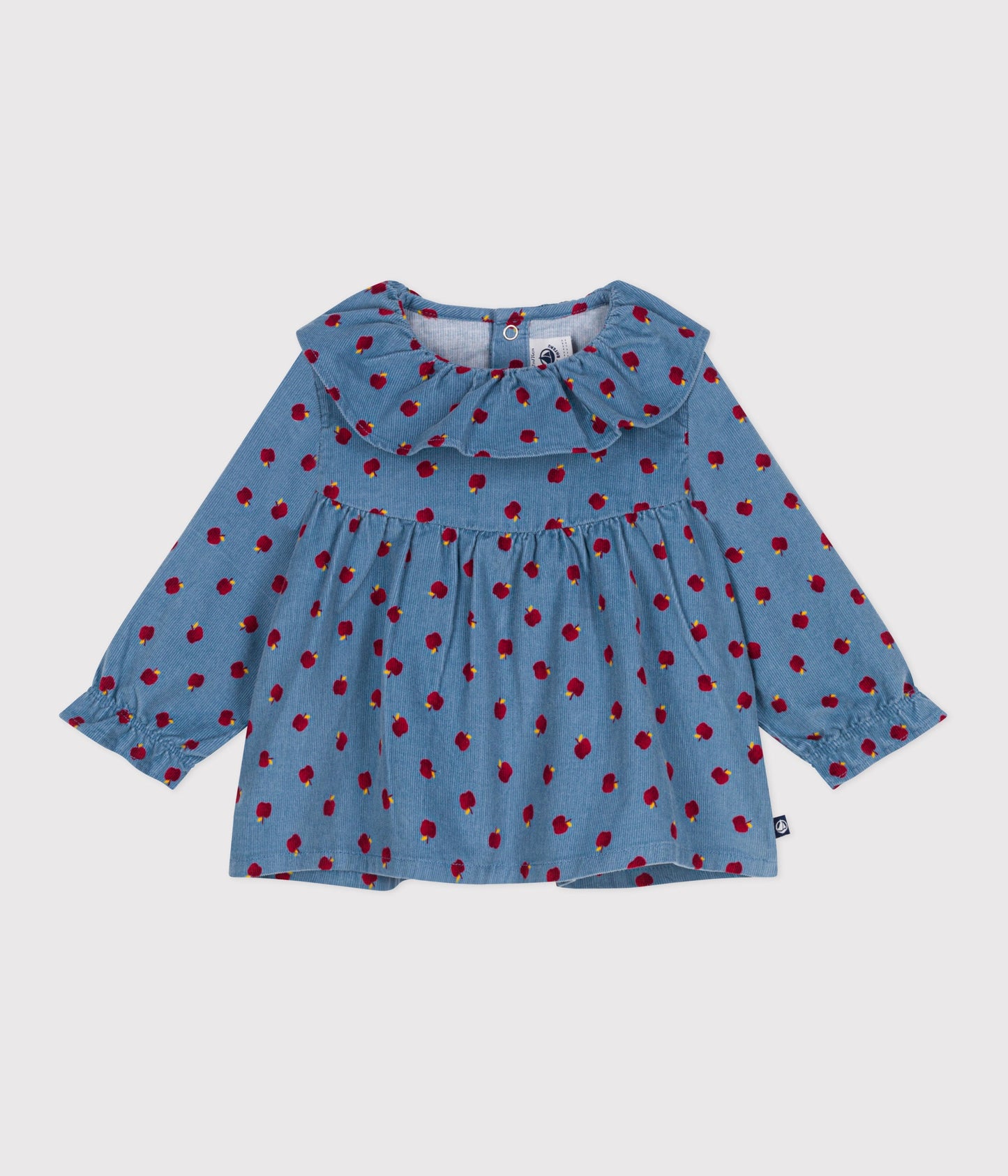 Blouse bébé en velours manches longues imprimé pommes