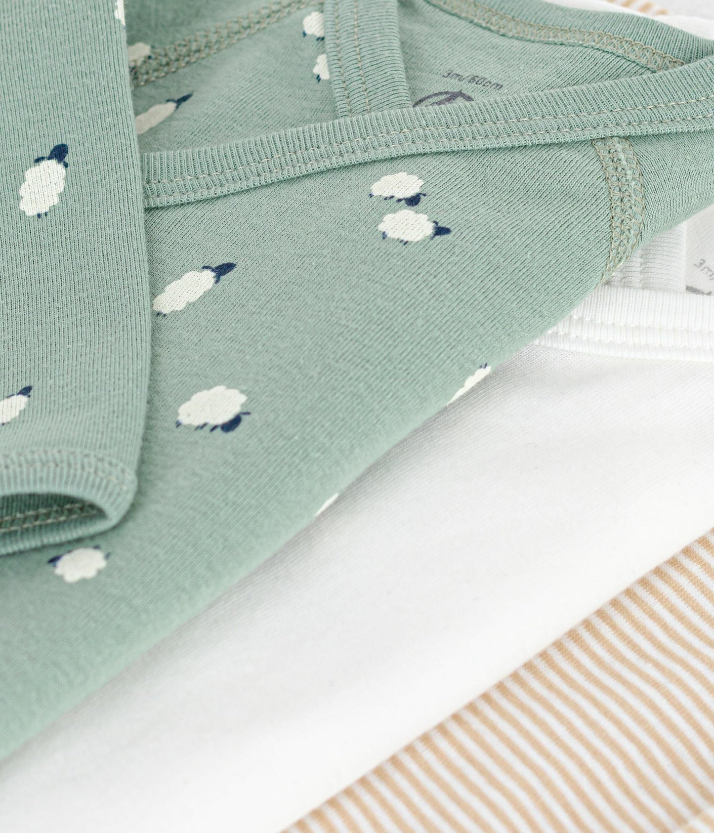 Lot de bodies croisés manches longues en coton imprimé bébé