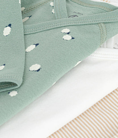 Lot de bodies croisés manches longues en coton imprimé bébé