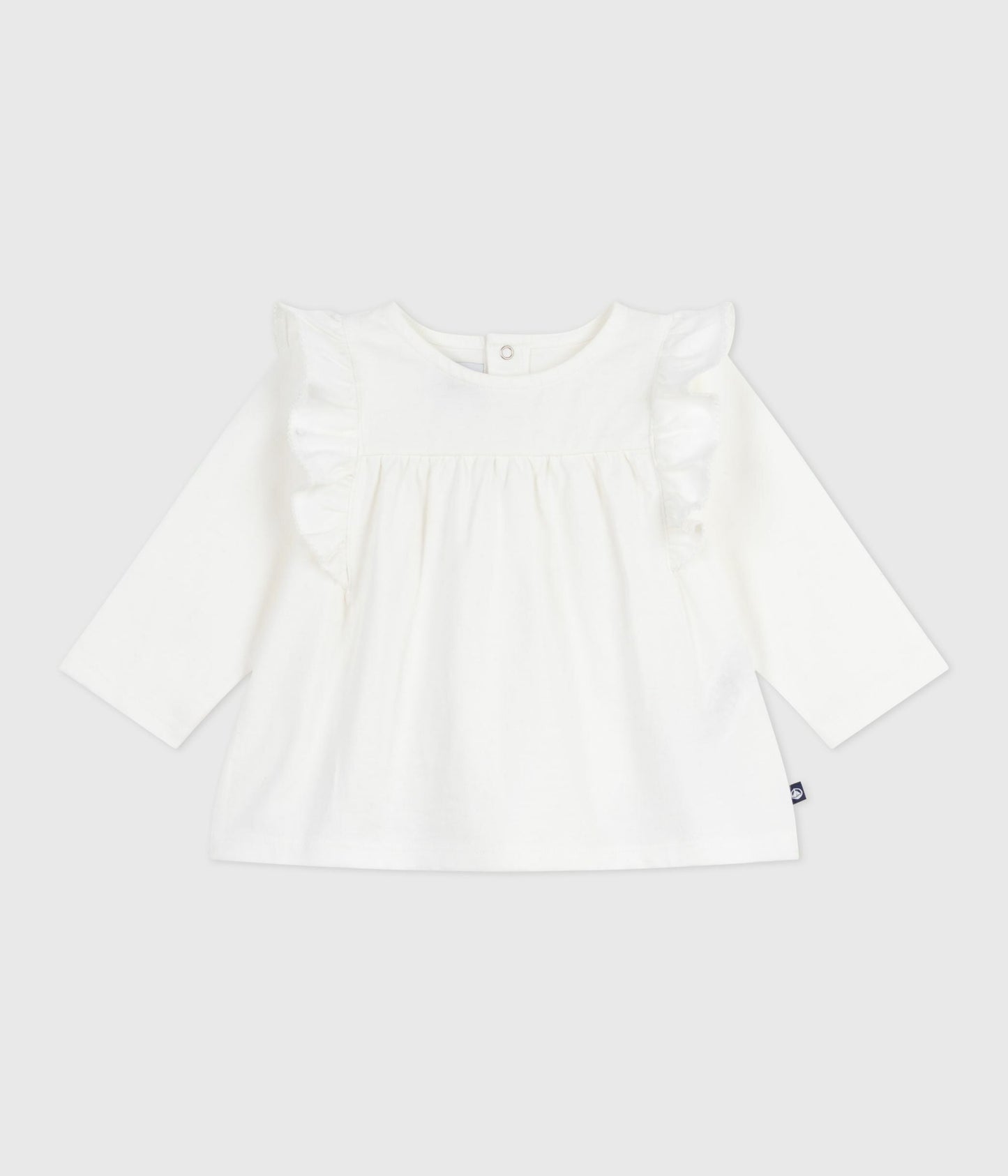 Blouse bébé en coton manches longues, uni