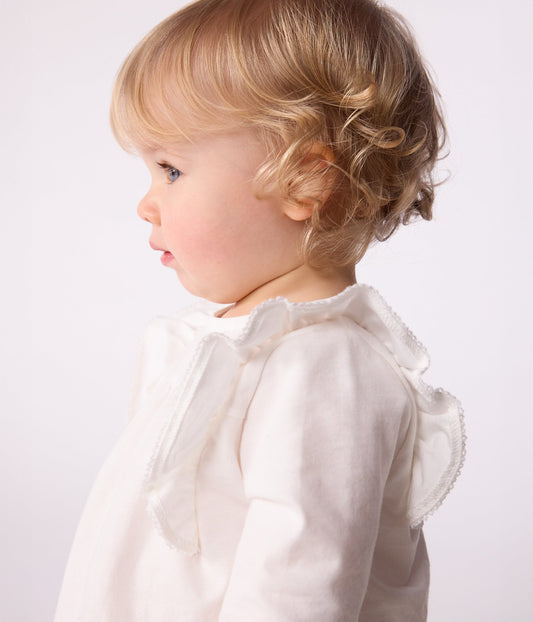 Blouse bébé en coton manches longues, uni