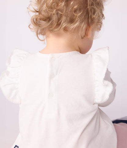 Blouse bébé en coton manches longues, uni