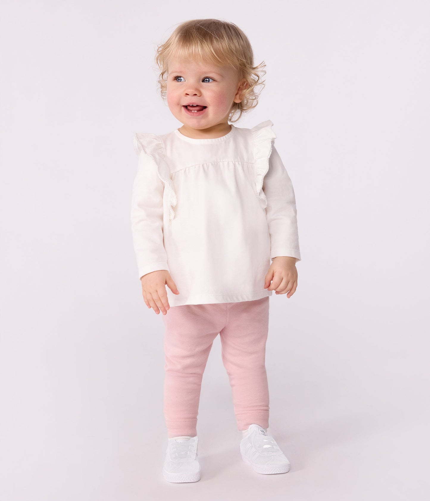 Blouse bébé en coton manches longues, uni