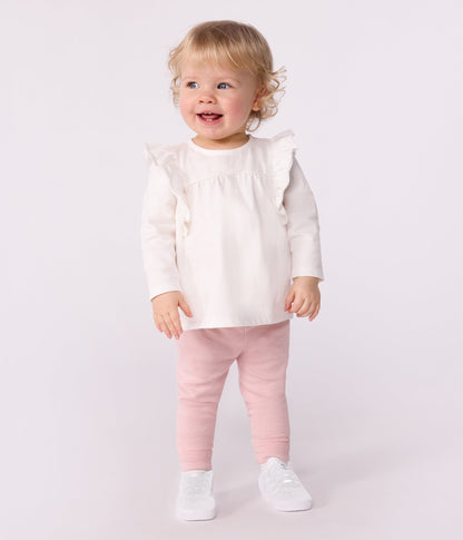 Blouse bébé en coton manches longues, uni