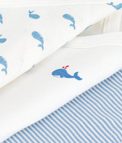 Lot de bodies croisés manches courtes en coton imprimé bébé