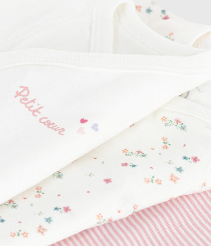 Lot de bodies croisés manches courtes en coton imprimé bébé