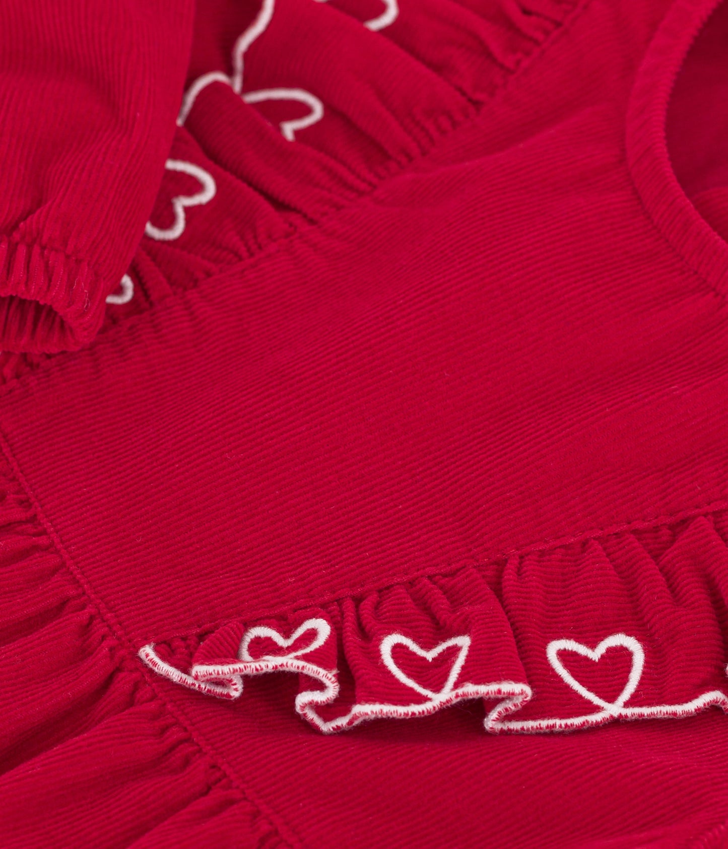 Robe bébé en velours côtelé manches longues unie