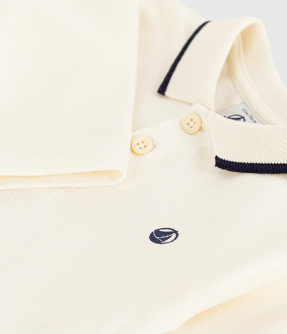 Polo bébé en coton à manches longues uni
