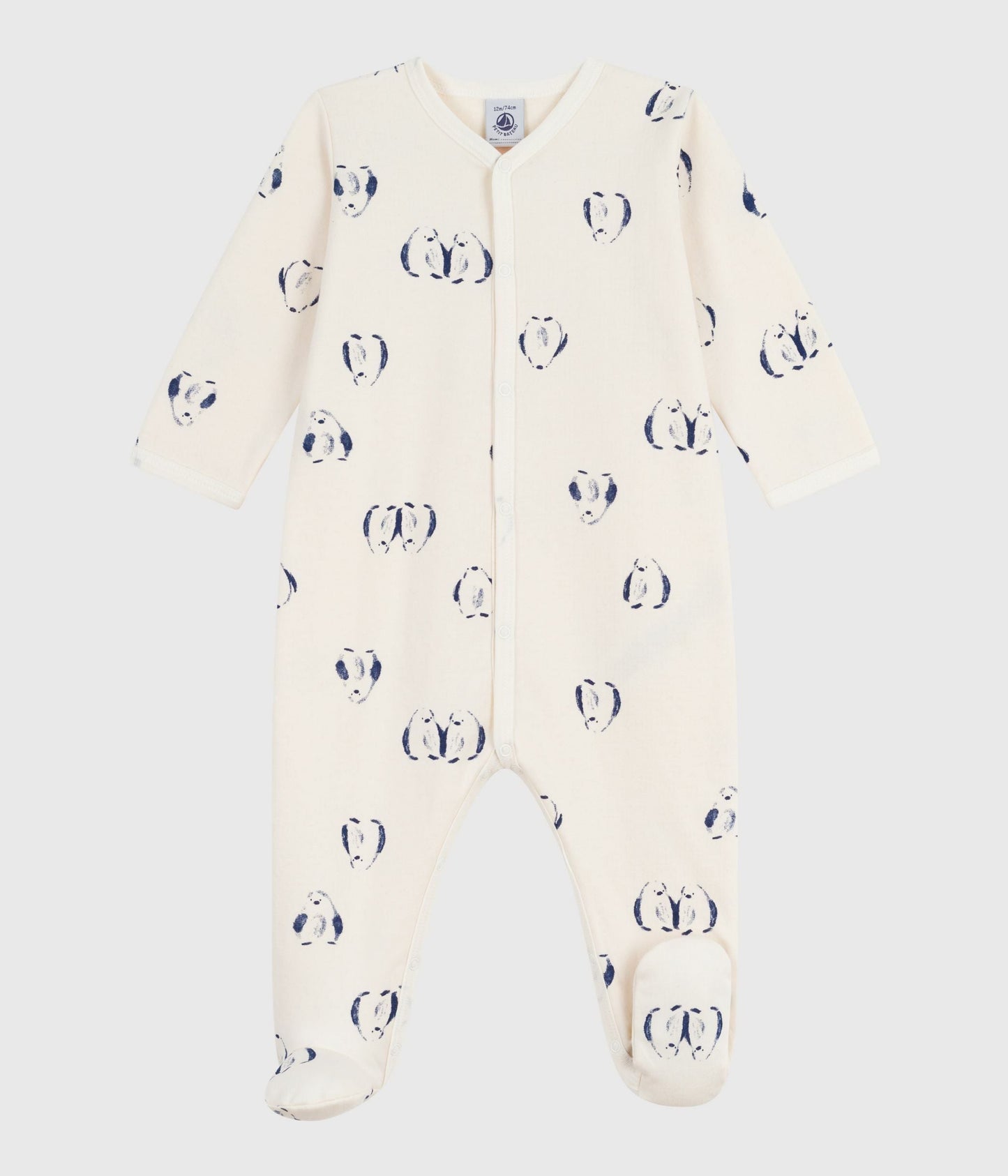 Pyjama bébé en molleton gratté avec col pétale imprimé fleuri